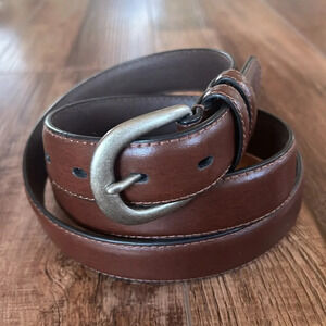 Men’s 100% Oil Tan Cowhide Leather Belt Narrow with Silver Buckle. 44